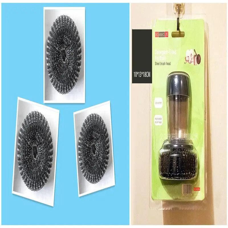 Kitchen Soap Dispensing Palm Brush Cleaner Push-type Brush Kitchen Detergent Tools - Image #22