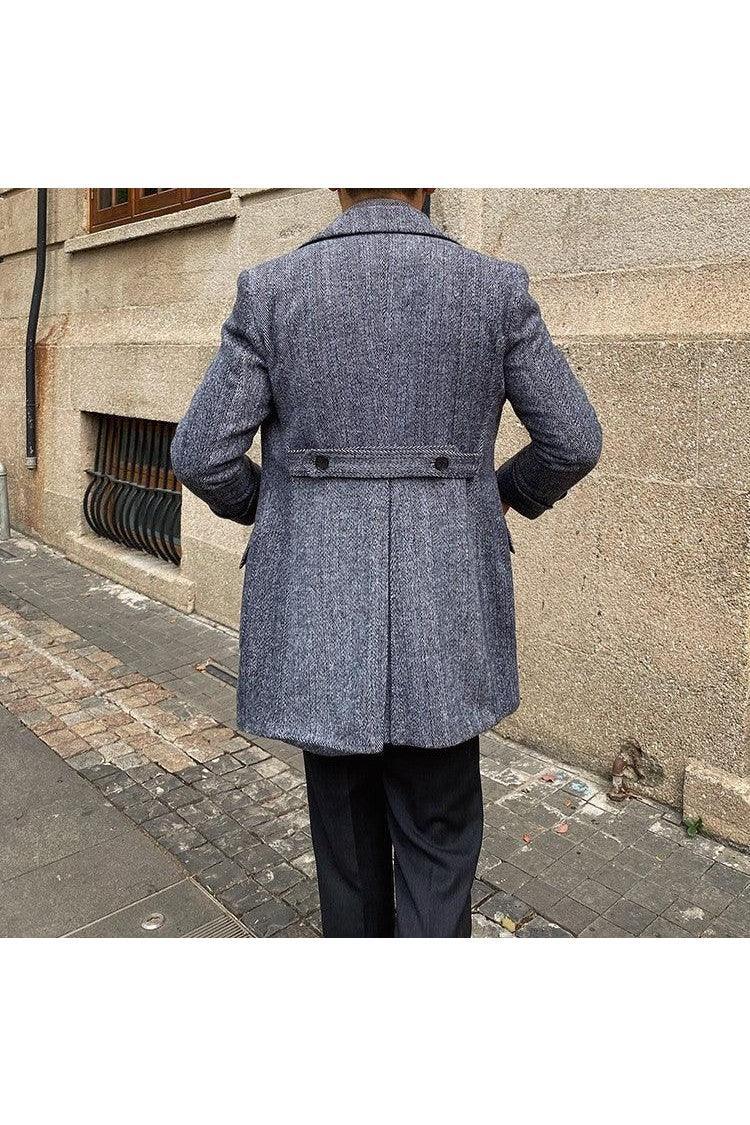 Men mid-length Tweed Coat - HEPSIBAH SHOP