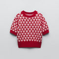 Sweet Red Heart-shaped Round Neck Sweater - HEPSIBAH SHOP