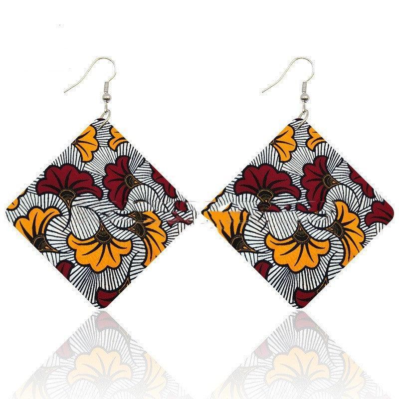 African Wooden Bohemian Square Earrings - HEPSIBAH SHOP