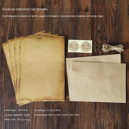 Vintage Kraft Paper Envelope Set With Hemp Rope Pendant - HEPSIBAH SHOP