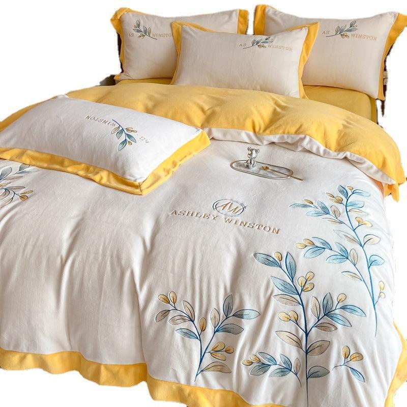 Four Sets Of Milk Velvet Embroidery Bedset - HEPSIBAH SHOP