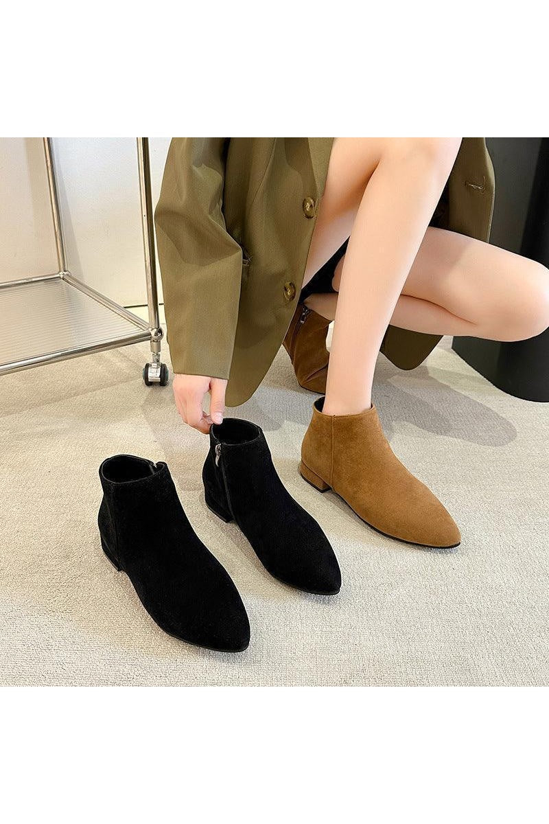 Women's Boots British Style Chunky Heel Casual Short Tube - HEPSIBAH SHOP