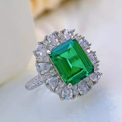 Women's Silver Emerald Rhinestone Ring - HEPSIBAH SHOP