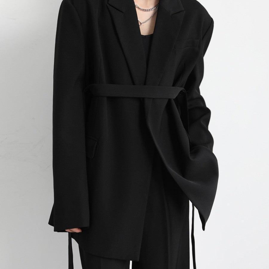 Mid-length Draped Blazer With Flutter Straps - HEPSIBAH SHOP