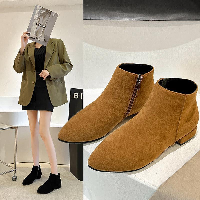 Women's Boots British Style Chunky Heel Casual Short Tube - HEPSIBAH SHOP