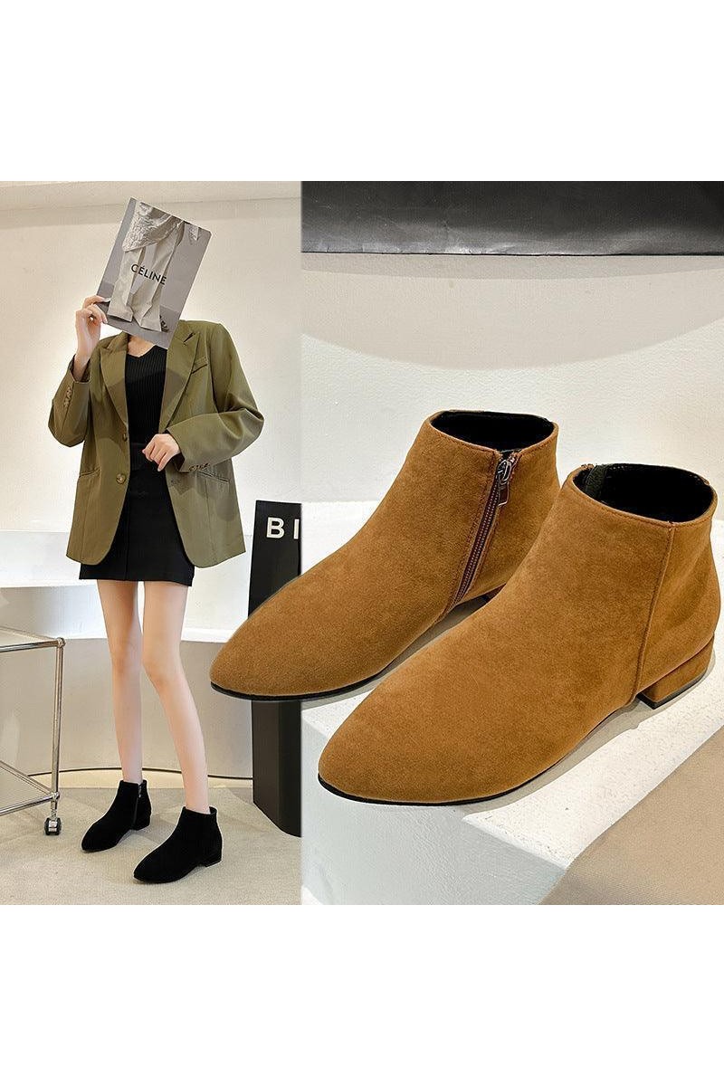 Women's Boots British Style Chunky Heel Casual Short Tube - HEPSIBAH SHOP