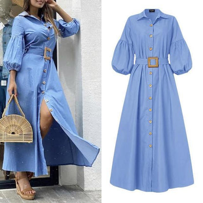 Elegant Office Ladies Dress Women Long Dresses Ladys Puff Sleeve - HEPSIBAH SHOP