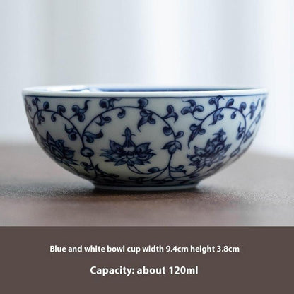 Office Blue And White Porcelain Tea Cup Kung Fu