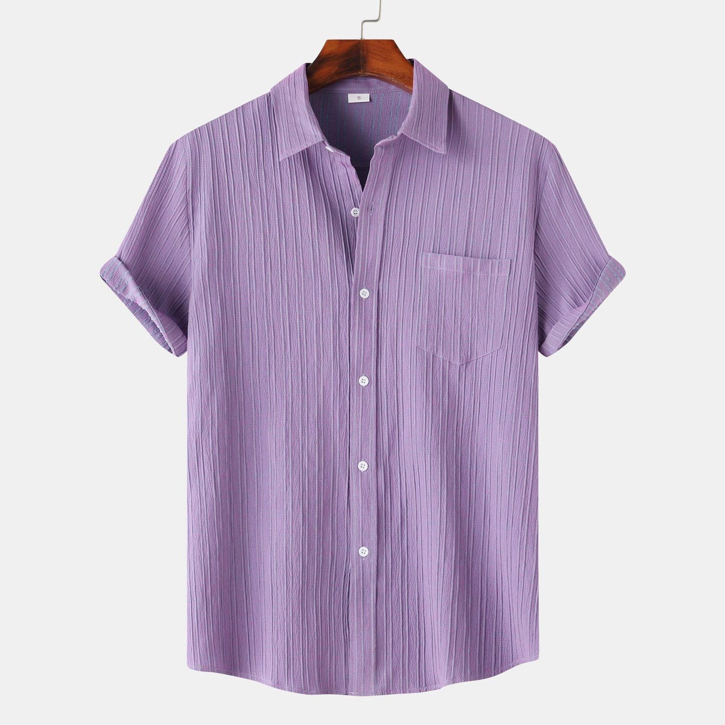 Men's Solid Color Polo Collar Short Sleeve Shirt - HEPSIBAH SHOP