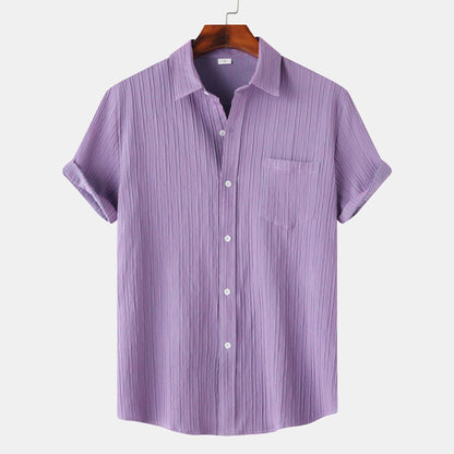 Men's Solid Color Polo Collar Short Sleeve Shirt - HEPSIBAH SHOP