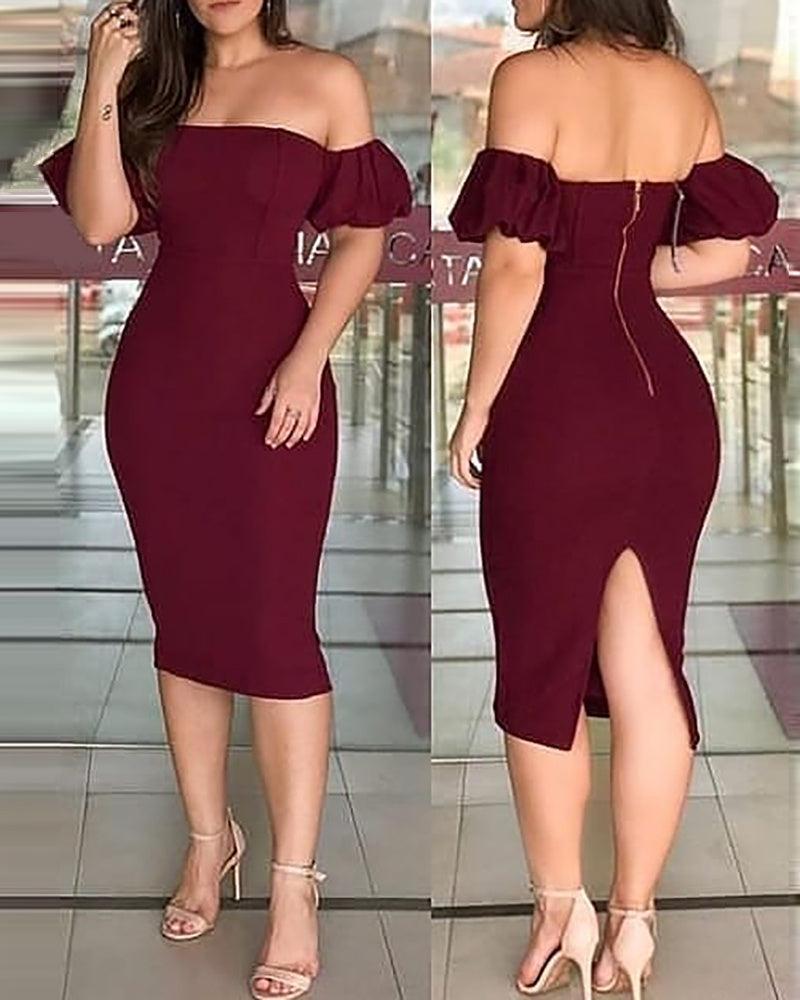 Women's Burgundy One Shoulder Puff Sleeve Bodysuit - HEPSIBAH SHOP