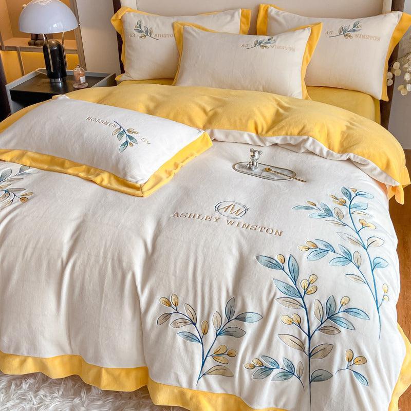 Four Sets Of Milk Velvet Embroidery Bedset - HEPSIBAH SHOP