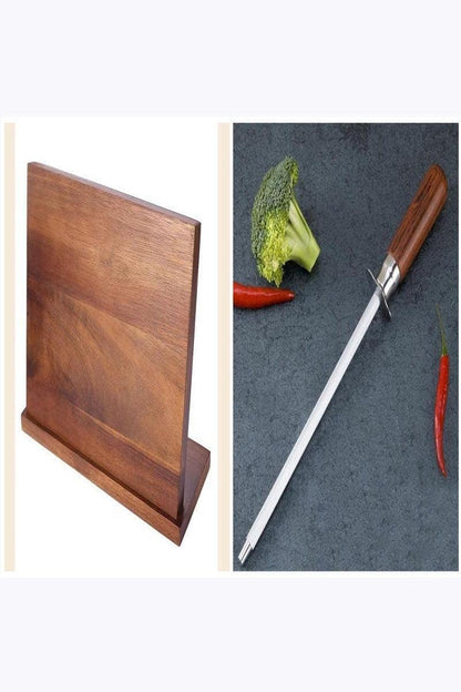 Solid Wood Magnetic Knife Holder Kitchen Creative Multifunctional Storage