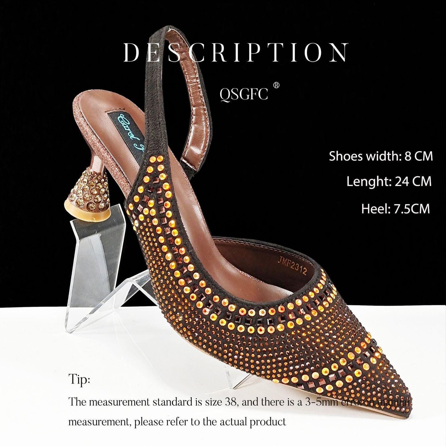 Fashion Simple Pointed Striped Hot Drilling Women Low-cut High Heels - HEPSIBAH SHOP