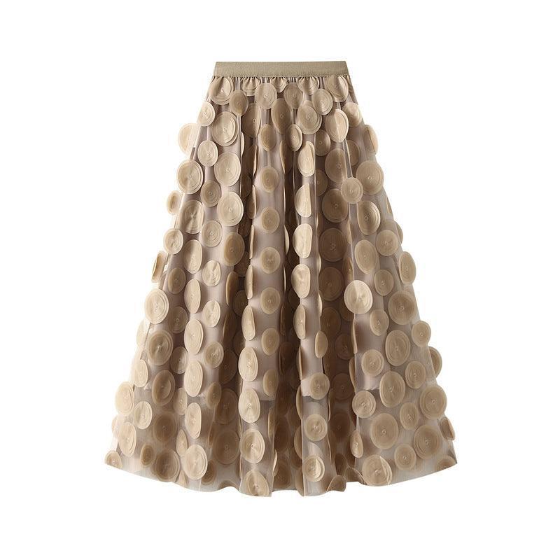 Three-dimensional Polka Dot Black Mesh Skirt - HEPSIBAH SHOP