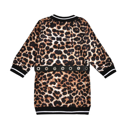 Girls Dress V-neck Leopard Print - HEPSIBAH SHOP