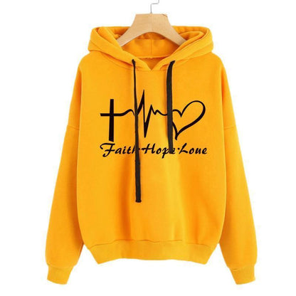 Heart Print Hoodie Sweatshirt Tops - HEPSIBAH SHOP