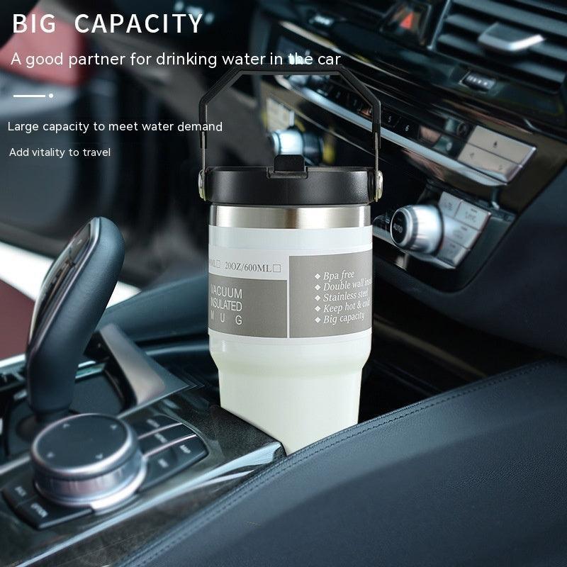 Portable Car Cup Stainless Steel Cup Travel Sports Water Bottle With Handle Cover Coffee Tumbler Cup - HEPSIBAH SHOP