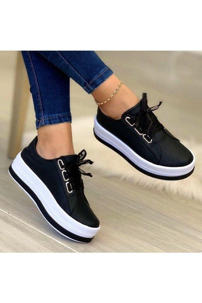 Flat Sneakers Women Ribbon Lace-up - HEPSIBAH SHOP