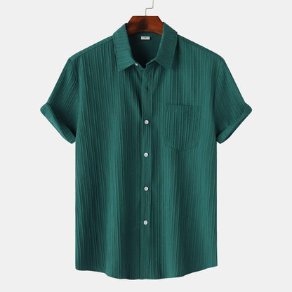 Men's Solid Color Polo Collar Short Sleeve Shirt - HEPSIBAH SHOP