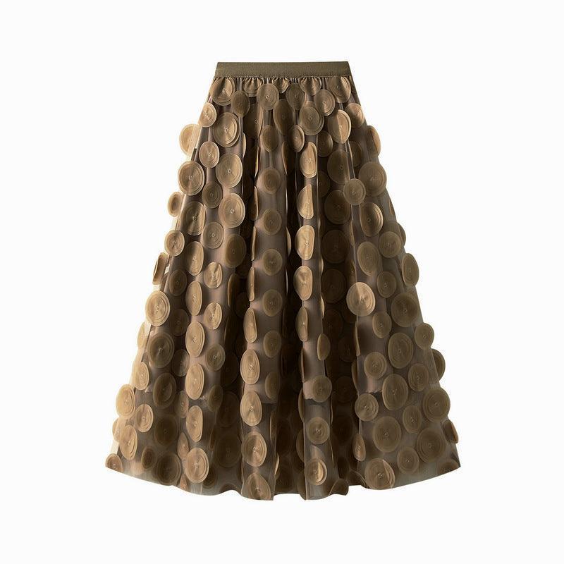 Three-dimensional Polka Dot Black Mesh Skirt - HEPSIBAH SHOP