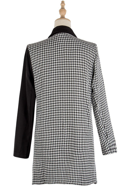 Women's Black And White Plaid Suit Jacket Women - HEPSIBAH SHOP