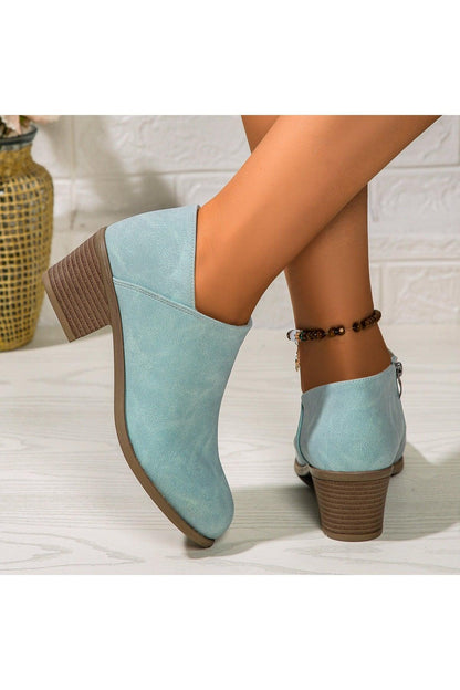 Chunky Heel Round Toe Ankle Boots - HEPSIBAH SHOP