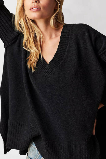 V-neck Irregular Splicing Pullover - HEPSIBAH SHOP