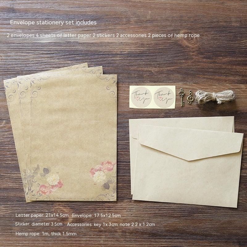 Vintage Kraft Paper Envelope Set With Hemp Rope Pendant - HEPSIBAH SHOP