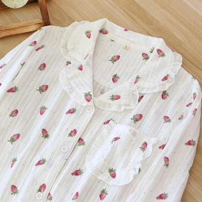 Women's Spring And Autumn Jacquard Cotton Pajamas