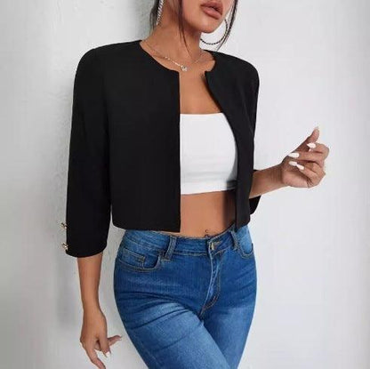 Solid Color Slit Bomber Jacket - HEPSIBAH SHOP