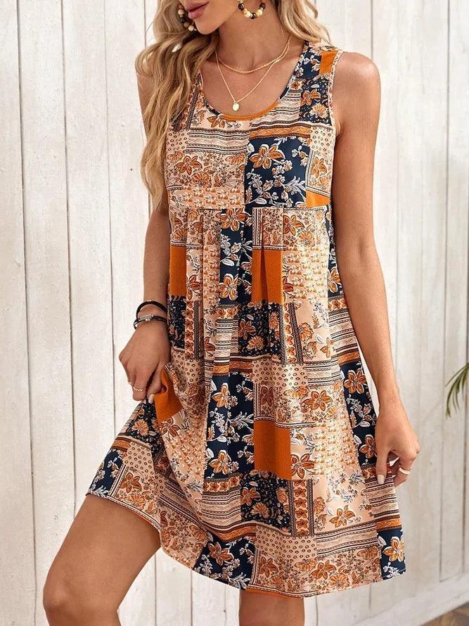 European And American Sleeveless Printed Dress - HEPSIBAH SHOP