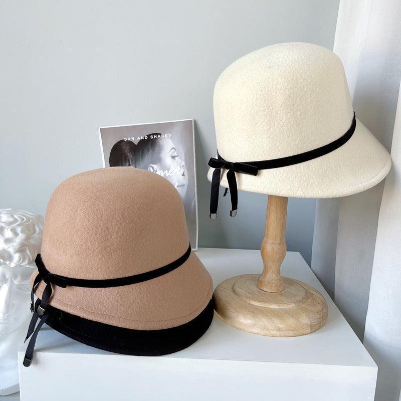 Wool Felt Hats Fine Bow Ladies - HEPSIBAH SHOP