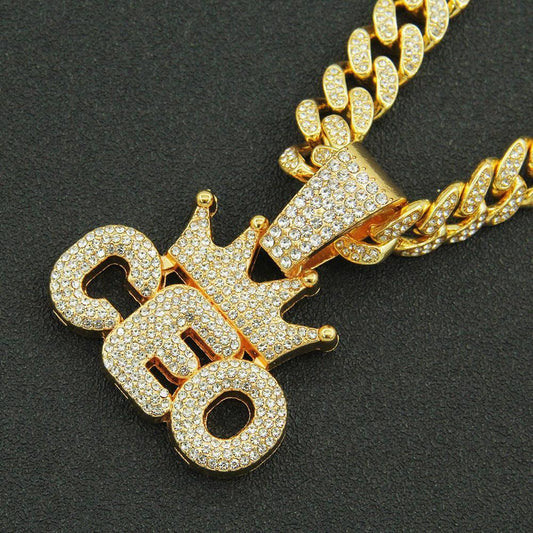 European Hip Hop Full Diamond Pendant Cuban Necklace - HEPSIBAH SHOP