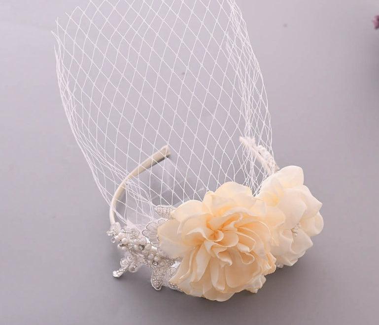 Bridal Wedding Veil Small Top Hat Headband Exaggerated Three-dimensional Flower - HEPSIBAH SHOP