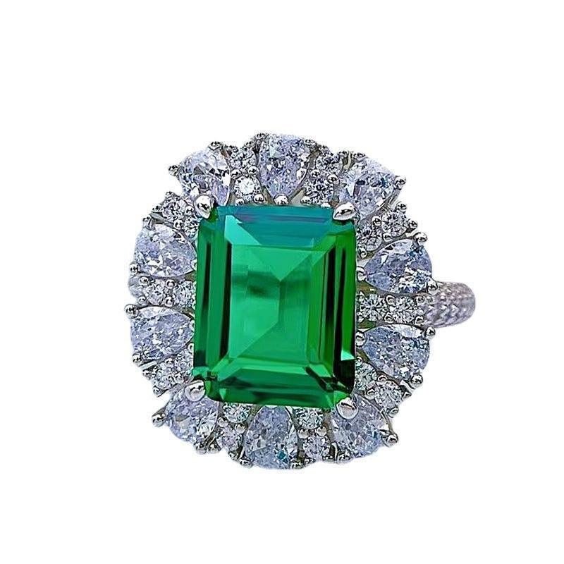 Women's Silver Emerald Rhinestone Ring - HEPSIBAH SHOP