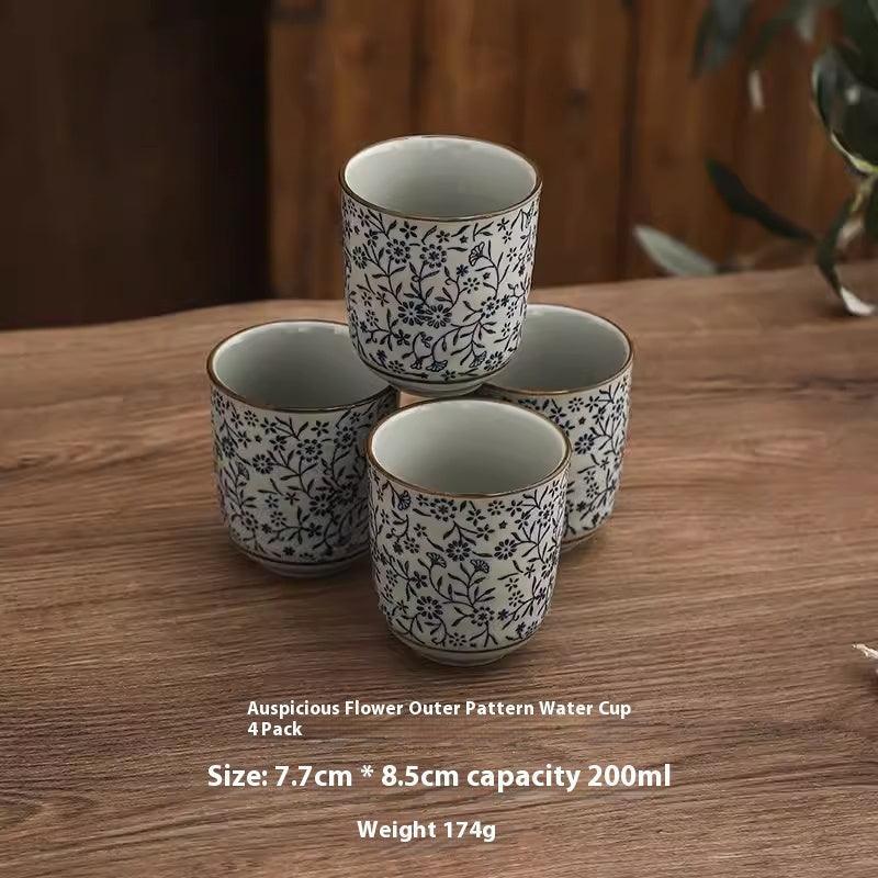 Large Capacity Ceramic 200ml Outer Grain Straight Mouth Tea Cup