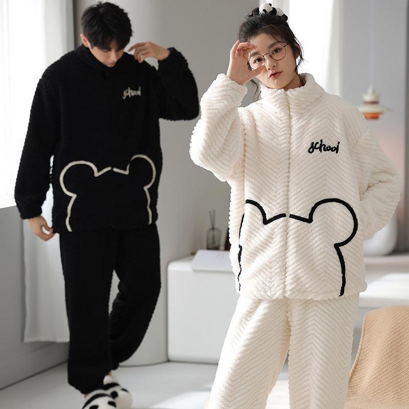 Flannel Couple Coral Fleece Pajamas - HEPSIBAH SHOP