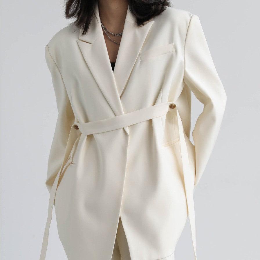 Mid-length Draped Blazer With Flutter Straps - HEPSIBAH SHOP