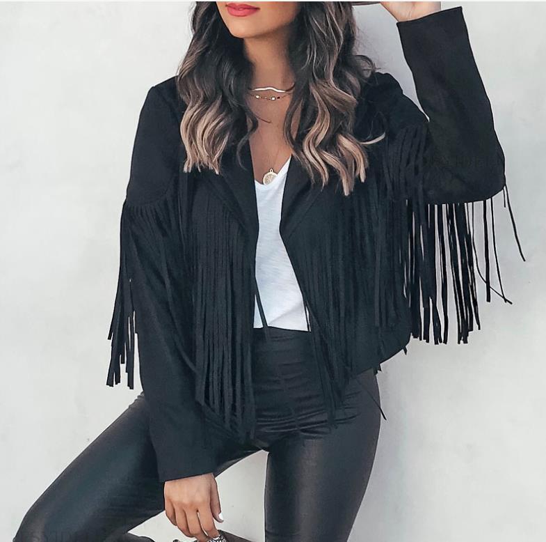 Women's Faux Suede Leather Fringe Jacket - HEPSIBAH SHOP