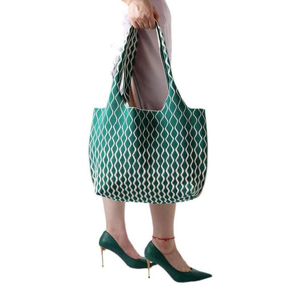 Good-looking Big Wave Flying Woven Bag Fashionable All-match Large Capacity Two-tone - HEPSIBAH SHOP