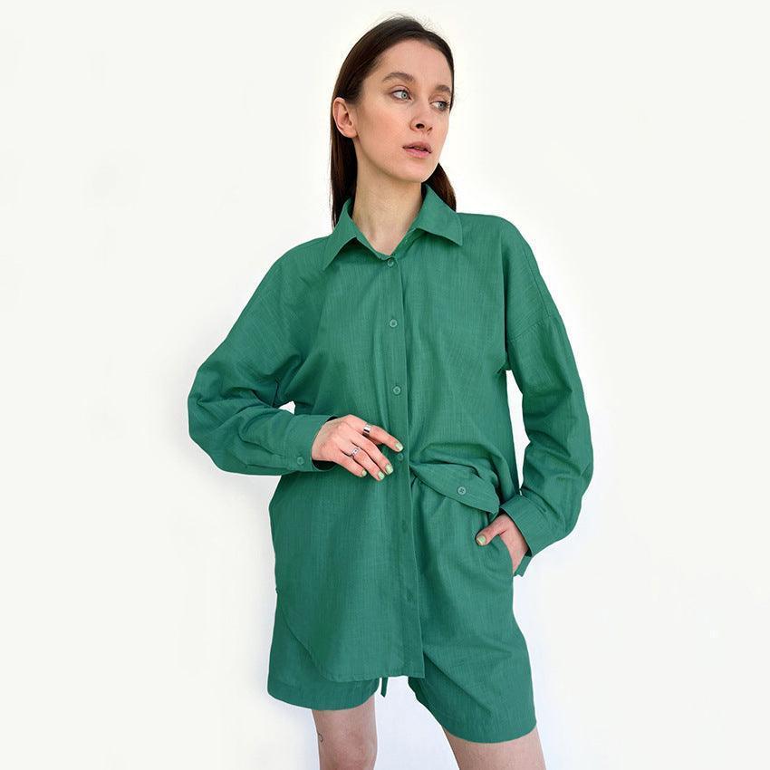 Textured Lightweight Cotton Oversized Shirt and Shorts - HEPSIBAH SHOP