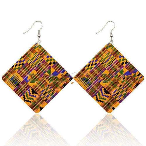 African Wooden Bohemian Square Earrings - HEPSIBAH SHOP