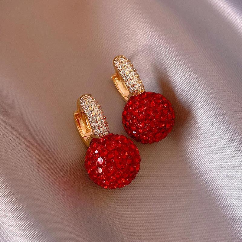 Red Earrings Fashion Stud Earrings Korean Temperament Birth Year Earrings