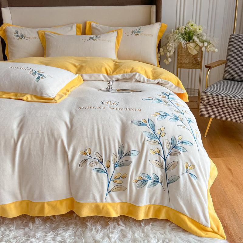 Four Sets Of Milk Velvet Embroidery Bedset - HEPSIBAH SHOP