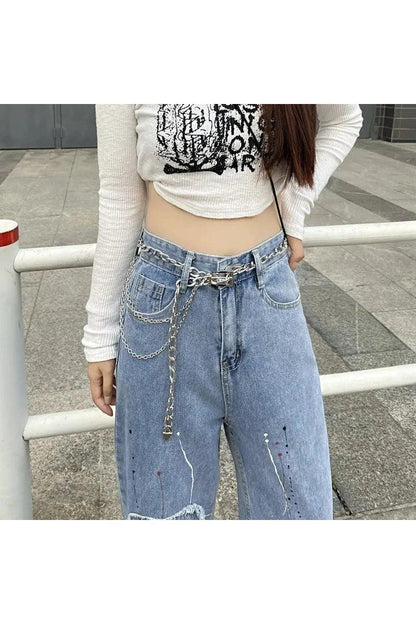 Design Brushed Heart Patch Straight Jeans - HEPSIBAH SHOP