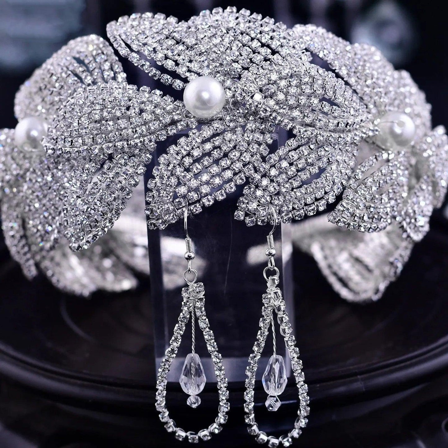 Rhinestone Leaf Bridal Wedding Headdress - HEPSIBAH SHOP