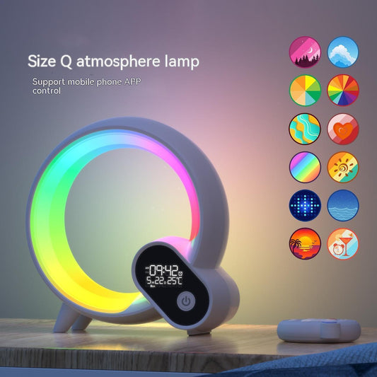 Creative Q Light Analog Sunrise Digital Display Alarm Clock Bluetooth Audio Intelligent Wake-up Q Colorful Atmosphere Light - HEPSIBAH SHOP