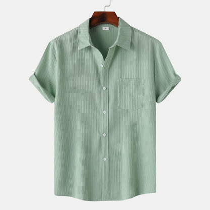 Men's Solid Color Polo Collar Short Sleeve Shirt - HEPSIBAH SHOP